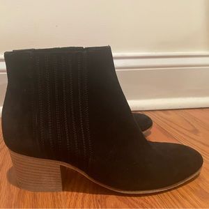 Vince Haider Black Suede Heel Ankle Boots 6.5